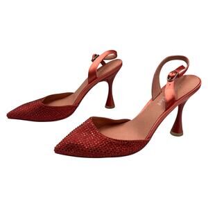 Jeffrey Campbell Zivote Rhinestone Pointed Toe Slingback Pumps Rose Combo Sz 6